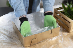 Securely packed box – carefully wrapped and sealed for safe transport during moving