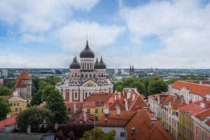 Aerial view of Toompea Hill and Alexander Nevsky Cathedral - Tallinn, Estonia