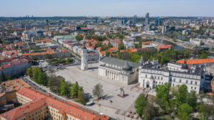 Aerial view of Vilnius the capital of Lithuania. Old Town