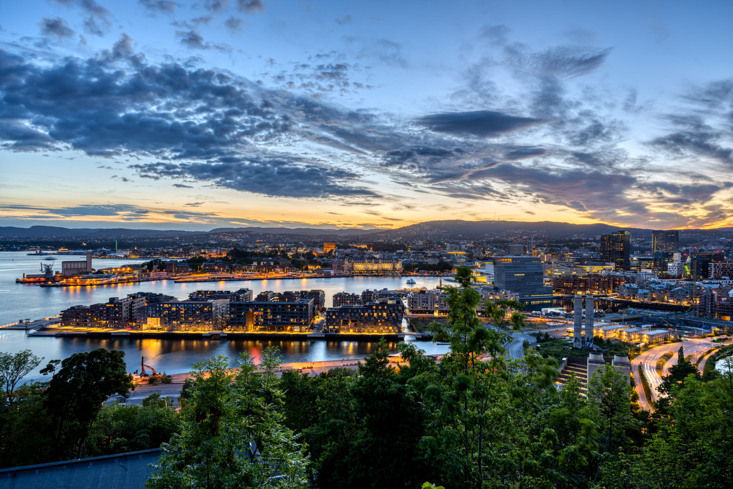 The lights of Oslo, Norway – vibrant cityscape illuminated at night
