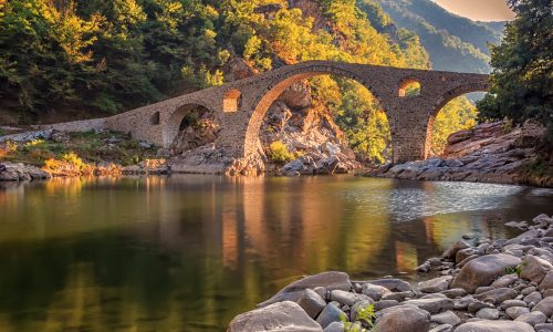 Beautiful old stone bridge near Ardino, Bulgaria