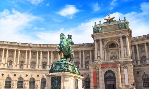 Equestrian statue of Prince Eugene of Savoy in front of the National Library in Vienna, Austria